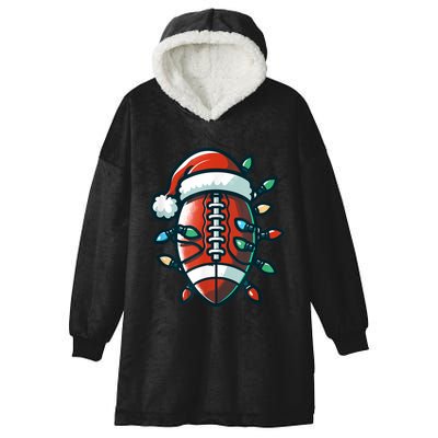 Football Santa Sports Christmas Design Football Player Hooded Wearable Blanket