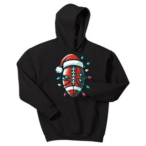 Football Santa Sports Christmas Design Football Player Kids Hoodie