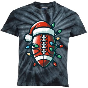 Football Santa Sports Christmas Design Football Player Kids Tie-Dye T-Shirt