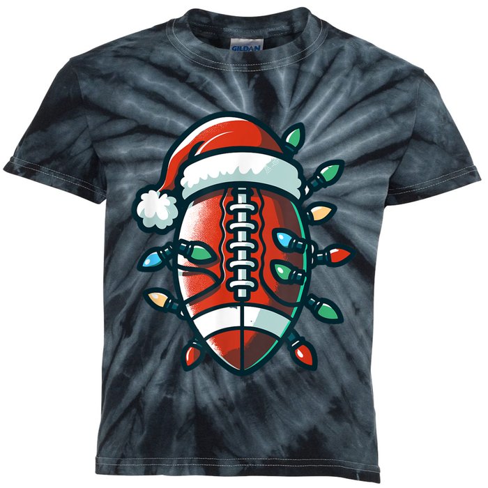 Football Santa Sports Christmas Design Football Player Kids Tie-Dye T-Shirt