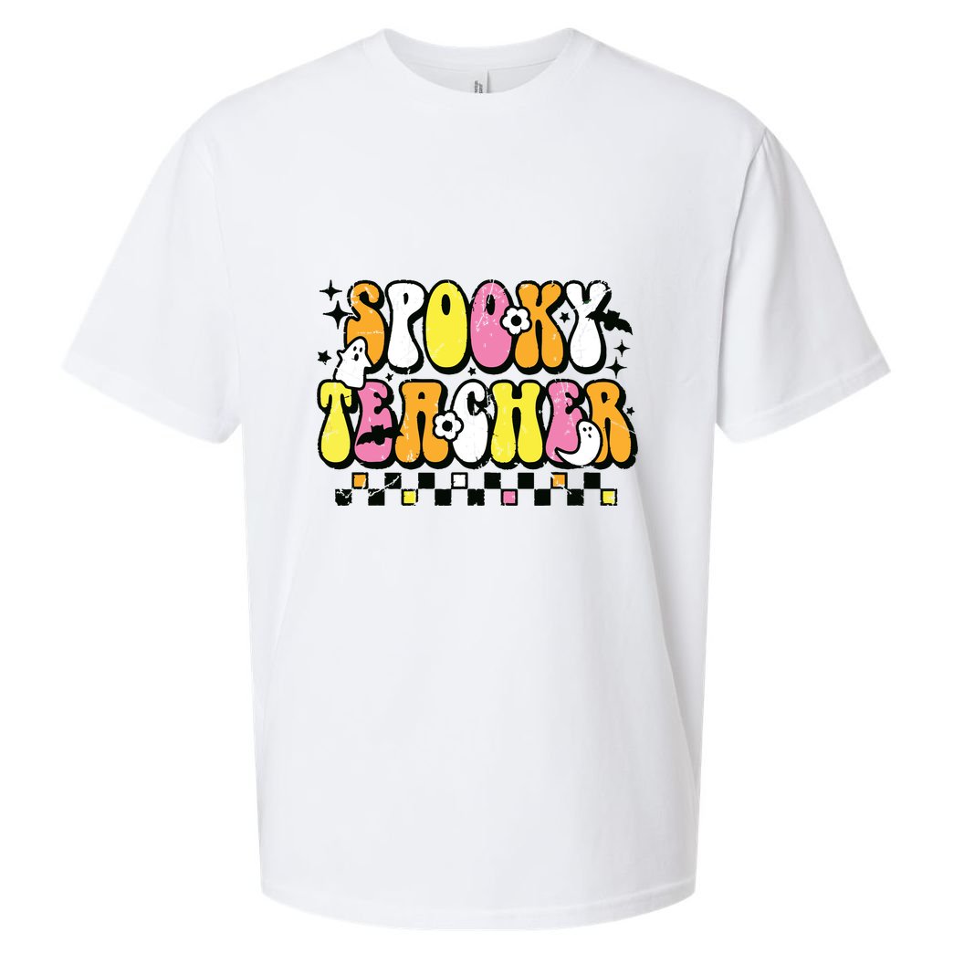 Funny Spooky Season Retro Spooky Teacher Halloween Costume Sueded Cloud Jersey T-Shirt