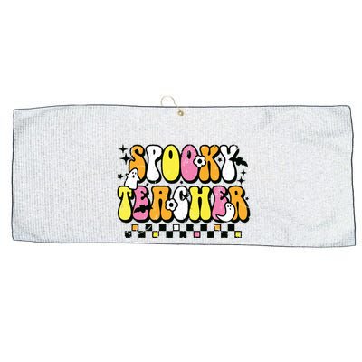 Funny Spooky Season Retro Spooky Teacher Halloween Costume Large Microfiber Waffle Golf Towel