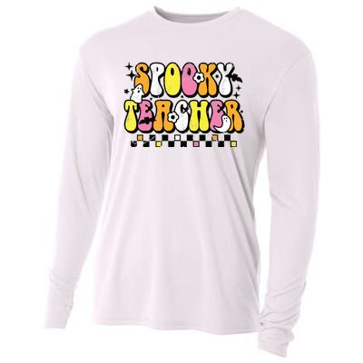 Funny Spooky Season Retro Spooky Teacher Halloween Costume Cooling Performance Long Sleeve Crew