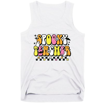 Funny Spooky Season Retro Spooky Teacher Halloween Costume Tank Top