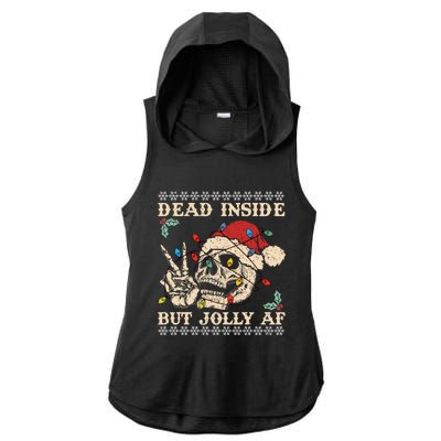 Festive Sarcastic Snarky Skeleton Ugly Christmas Sweater Gift Ladies PosiCharge Tri-Blend Wicking Draft Hoodie Tank