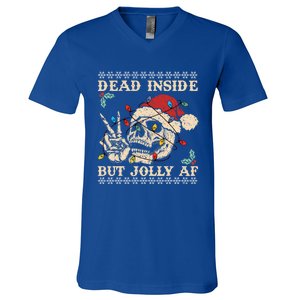 Festive Sarcastic Snarky Skeleton Ugly Christmas Sweater Gift V-Neck T-Shirt