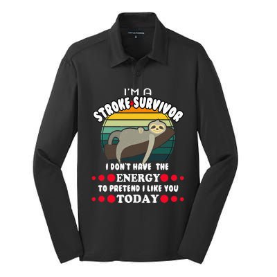 Funny Stroke Survivor Silk Touch Performance Long Sleeve Polo