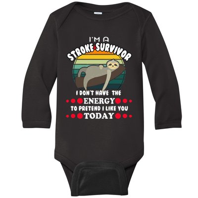 Funny Stroke Survivor Baby Long Sleeve Bodysuit