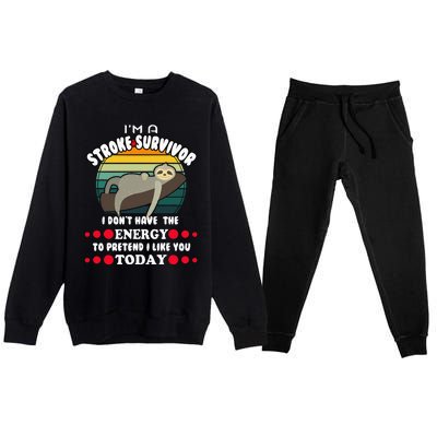 Funny Stroke Survivor Premium Crewneck Sweatsuit Set