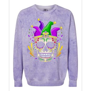 Funny Sugar Skull Mardi Gras Party Colorblast Crewneck Sweatshirt