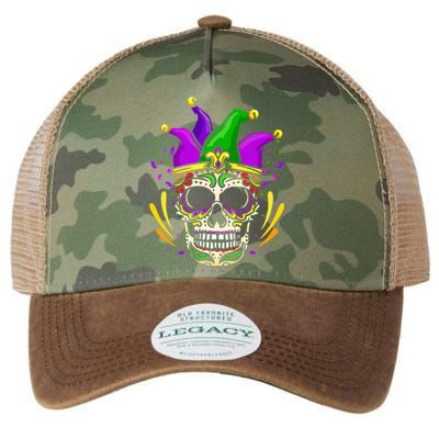 Funny Sugar Skull Mardi Gras Party Legacy Tie Dye Trucker Hat