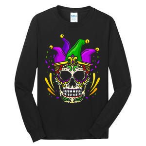 Funny Sugar Skull Mardi Gras Party Tall Long Sleeve T-Shirt