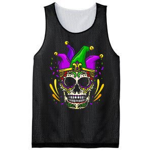 Funny Sugar Skull Mardi Gras Party Mesh Reversible Basketball Jersey Tank