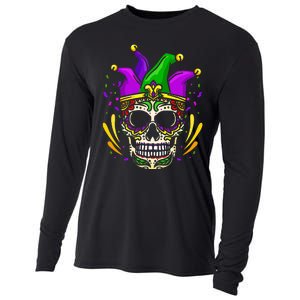 Funny Sugar Skull Mardi Gras Party Cooling Performance Long Sleeve Crew