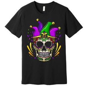 Funny Sugar Skull Mardi Gras Party Premium T-Shirt