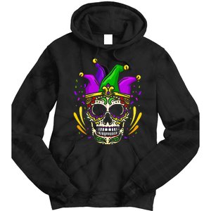 Funny Sugar Skull Mardi Gras Party Tie Dye Hoodie