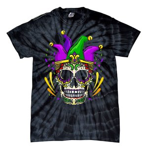 Funny Sugar Skull Mardi Gras Party Tie-Dye T-Shirt