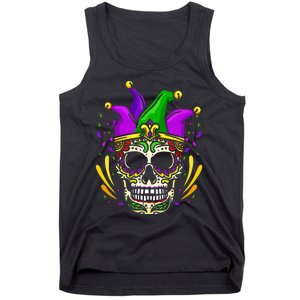 Funny Sugar Skull Mardi Gras Party Tank Top