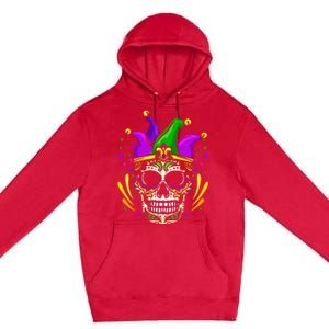 Funny Sugar Skull Mardi Gras Party Premium Pullover Hoodie