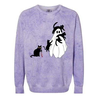 Funny Saying Spooky Season Halloween Cat Ghost Colorblast Crewneck Sweatshirt