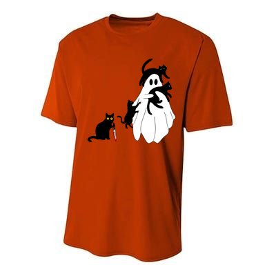 Funny Saying Spooky Season Halloween Cat Ghost Performance Sprint T-Shirt