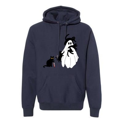 Funny Saying Spooky Season Halloween Cat Ghost Premium Hoodie