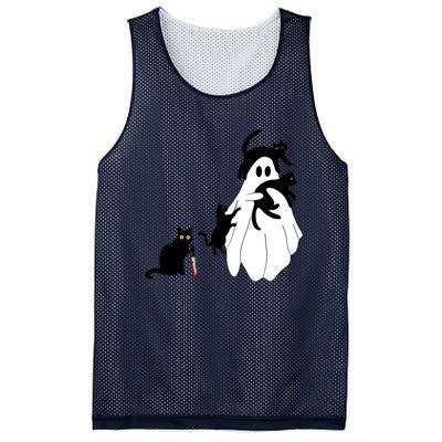 Funny Saying Spooky Season Halloween Cat Ghost Mesh Reversible Basketball Jersey Tank