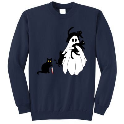 Funny Saying Spooky Season Halloween Cat Ghost Tall Sweatshirt