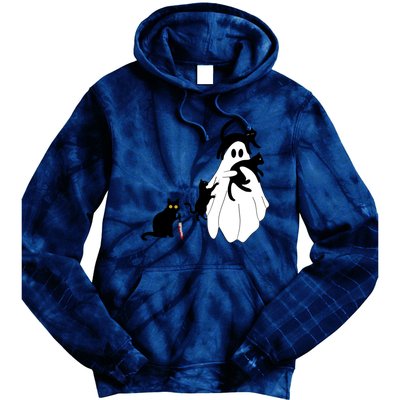 Funny Saying Spooky Season Halloween Cat Ghost Tie Dye Hoodie