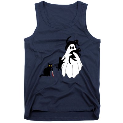 Funny Saying Spooky Season Halloween Cat Ghost Tank Top