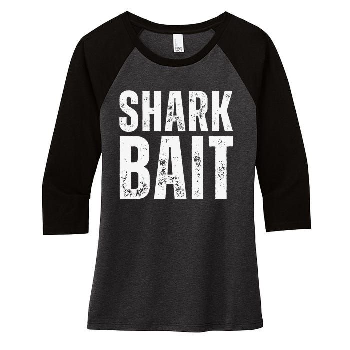 Funny Shark Shark Bait Women's Tri-Blend 3/4-Sleeve Raglan Shirt