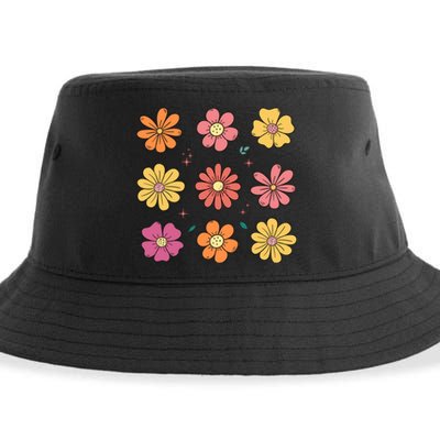 Flowers Spring Summer Floral Groovy Sustainable Bucket Hat