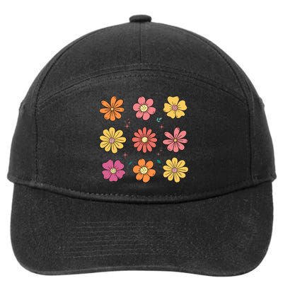 Flowers Spring Summer Floral Groovy 7-Panel Snapback Hat