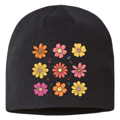 Flowers Spring Summer Floral Groovy Sustainable Beanie