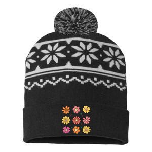 Flowers Spring Summer Floral Groovy USA-Made Snowflake Beanie