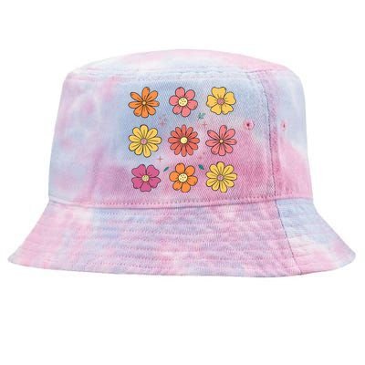 Flowers Spring Summer Floral Groovy Tie-Dyed Bucket Hat