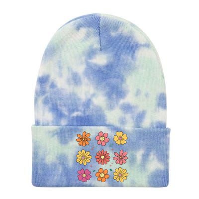 Flowers Spring Summer Floral Groovy Tie Dye 12in Knit Beanie