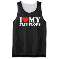 Funny Summer Sunshine I Love My Flip Flops Cute Beach Mesh Reversible Basketball Jersey Tank