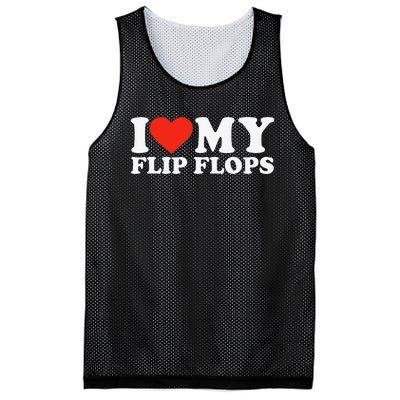 Funny Summer Sunshine I Love My Flip Flops Cute Beach Mesh Reversible Basketball Jersey Tank