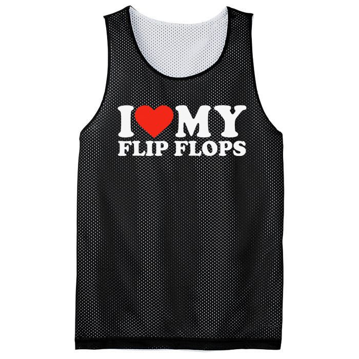 Funny Summer Sunshine I Love My Flip Flops Cute Beach Mesh Reversible Basketball Jersey Tank