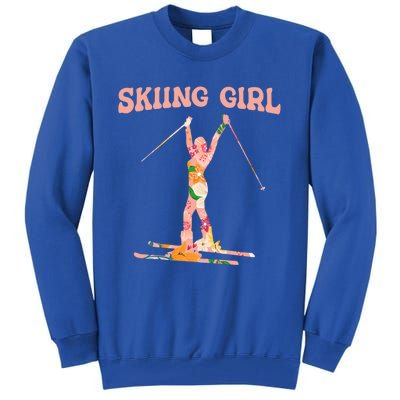 Funny Skiing Ski Mountain Winter Snow Sport Great Gift Skiing Gift Tall Sweatshirt