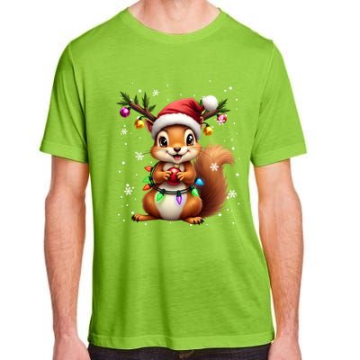 Festive Squirrel Spreading Holiday Cheer With Lights Gift Adult ChromaSoft Performance T-Shirt