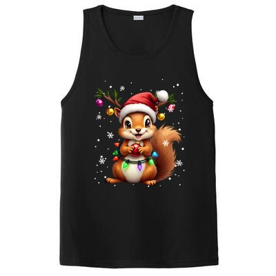 Festive Squirrel Spreading Holiday Cheer With Lights Gift PosiCharge Competitor Tank