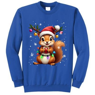 Festive Squirrel Spreading Holiday Cheer With Lights Gift Sweatshirt