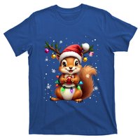 Festive Squirrel Spreading Holiday Cheer With Lights Gift T-Shirt