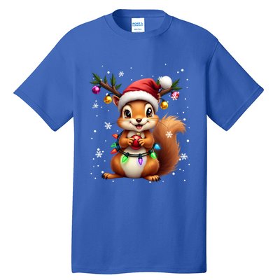 Festive Squirrel Spreading Holiday Cheer With Lights Gift Tall T-Shirt