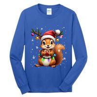 Festive Squirrel Spreading Holiday Cheer With Lights Gift Tall Long Sleeve T-Shirt