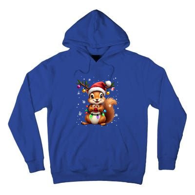 Festive Squirrel Spreading Holiday Cheer With Lights Gift Tall Hoodie