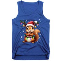 Festive Squirrel Spreading Holiday Cheer With Lights Gift Tank Top