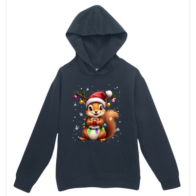 Festive Squirrel Spreading Holiday Cheer With Lights Gift Urban Pullover Hoodie